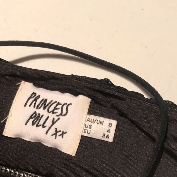 Princess Polly Penney Mesh Overlay Mini Dress In Black Size 4 - Picture 7 of 11